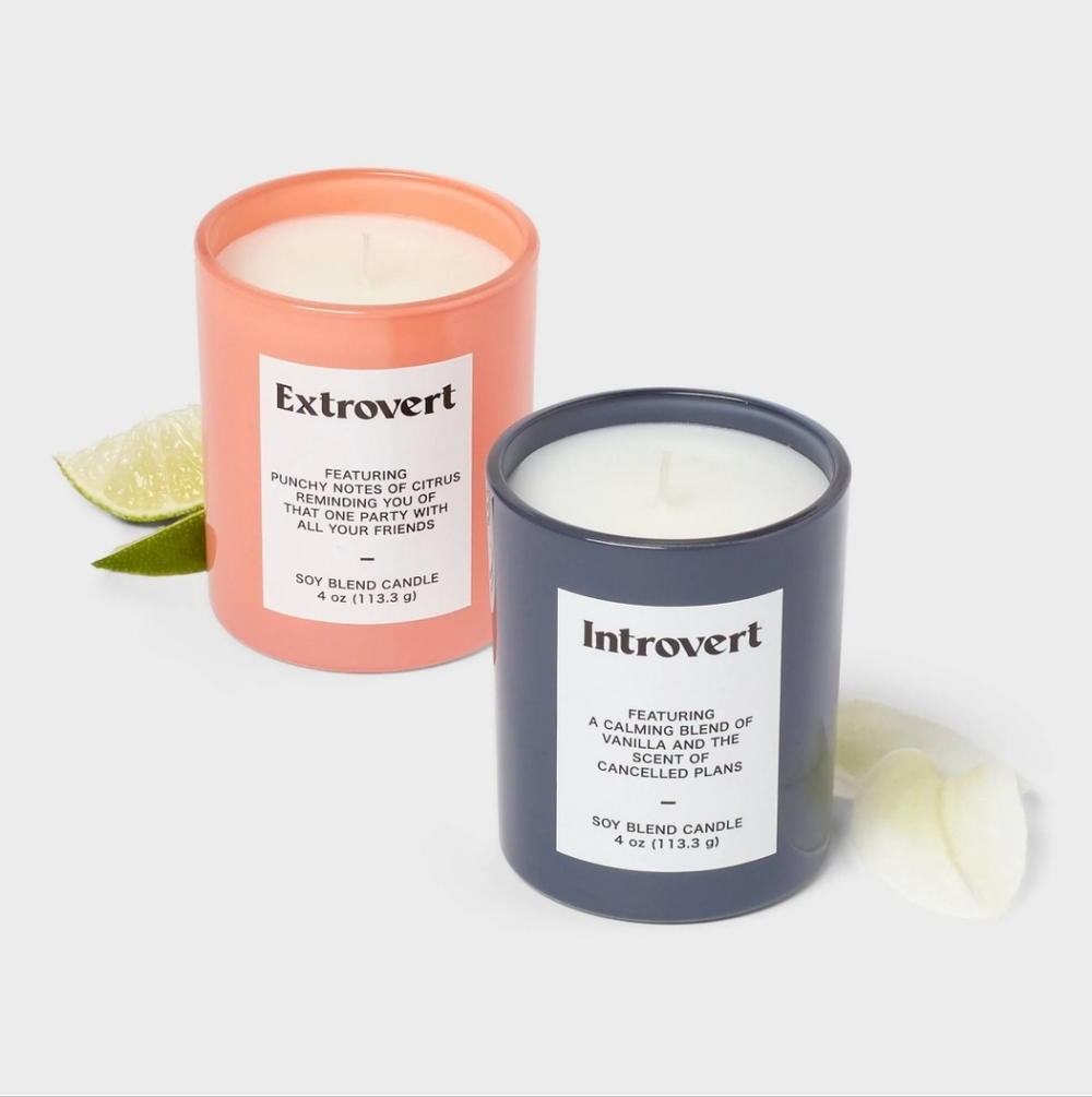 Room Essentials Introvert and Extrovert Soy Blend Candle Set NIB‎